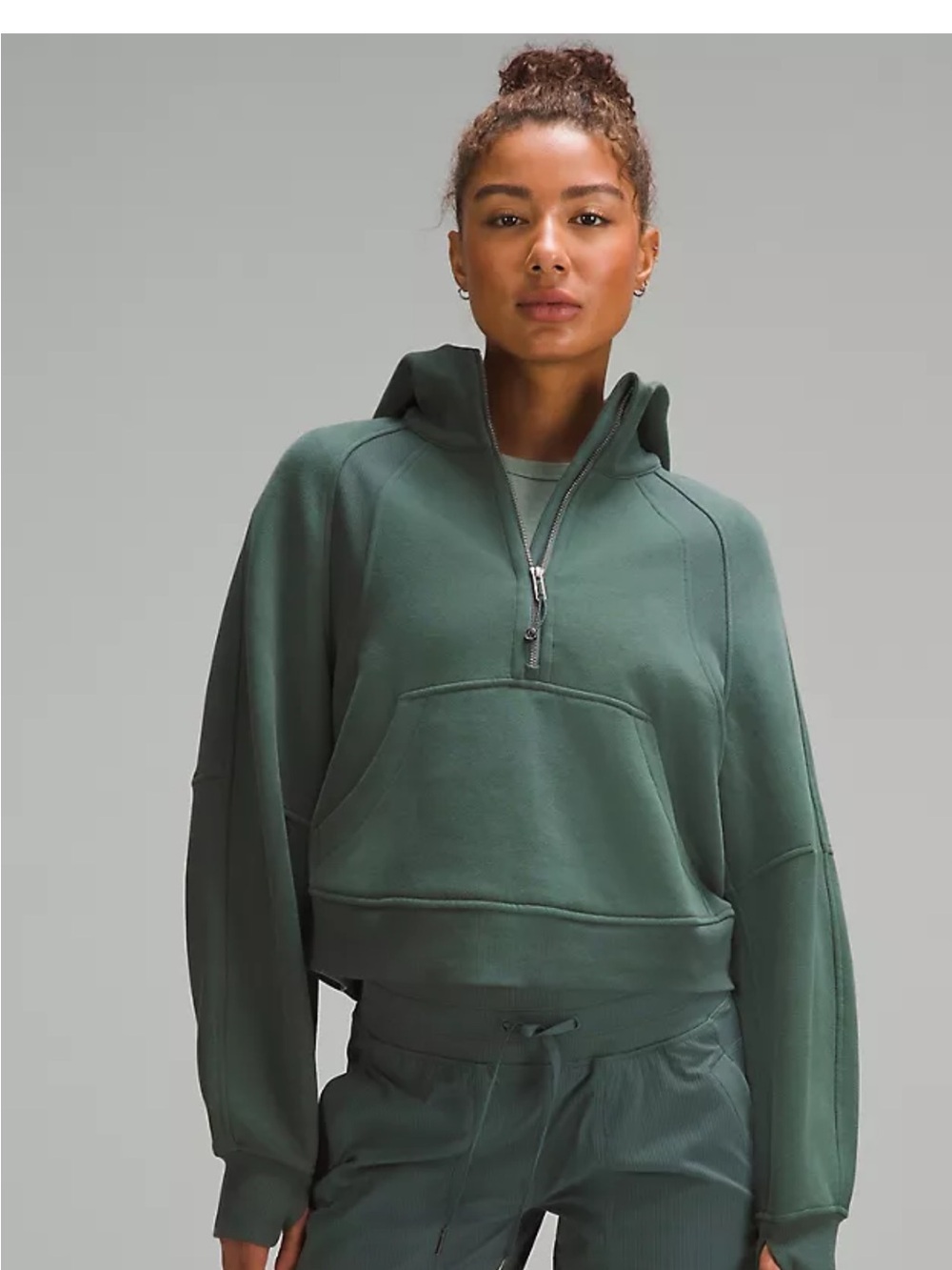 Lululemon Half-Zip Pullover Hoodie in dark Forest